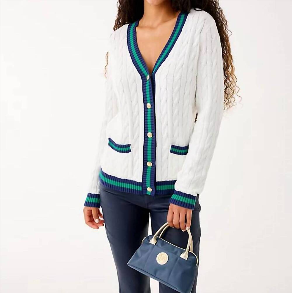 NEW LILLY PULITZER brockton v-neck cardigan in coconut x fiddle leaf green